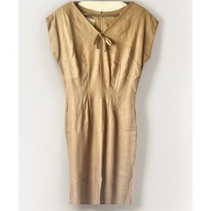 Vintage Henry Rosenfeld Toast Brown Dress NOS 50s-60s Linen Look 16 Halle Bros